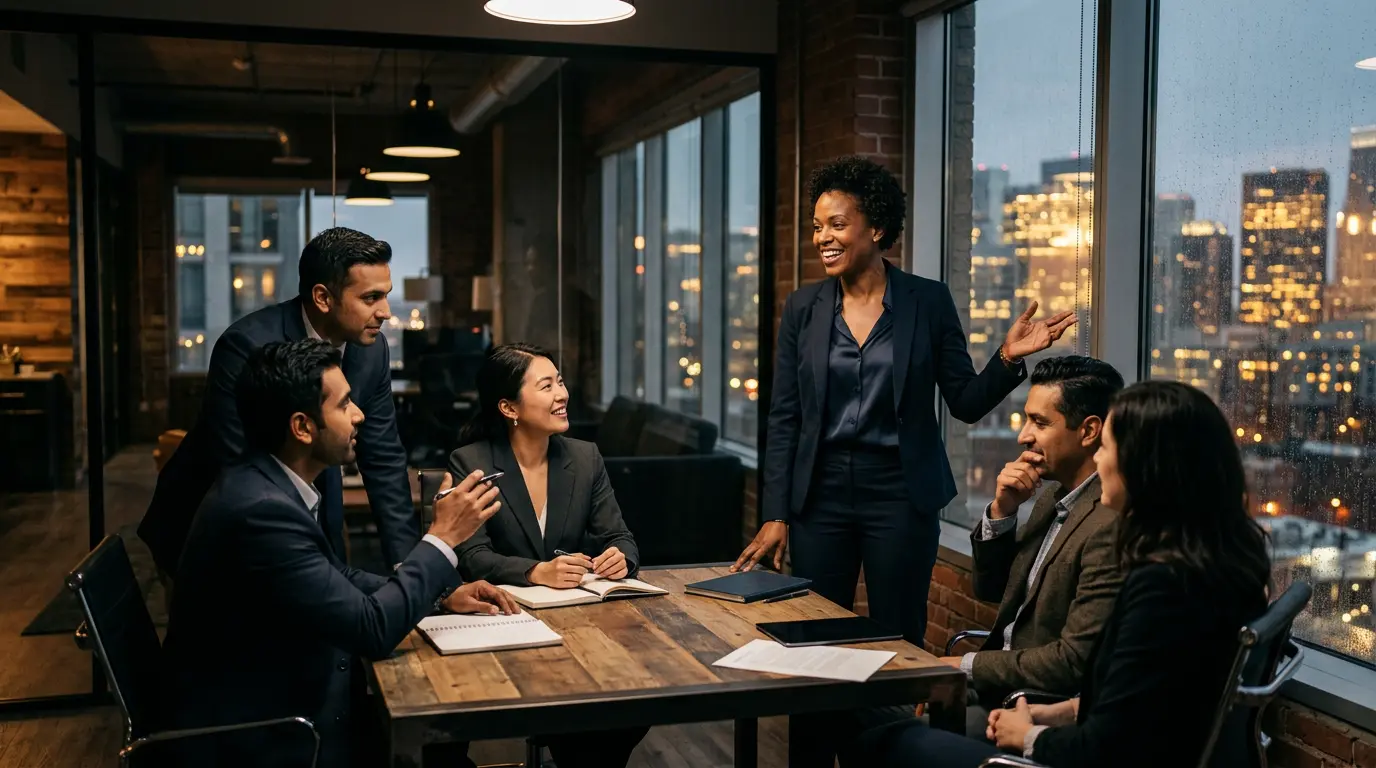 Robust Enterprise Solutions team collaborating in a modern office